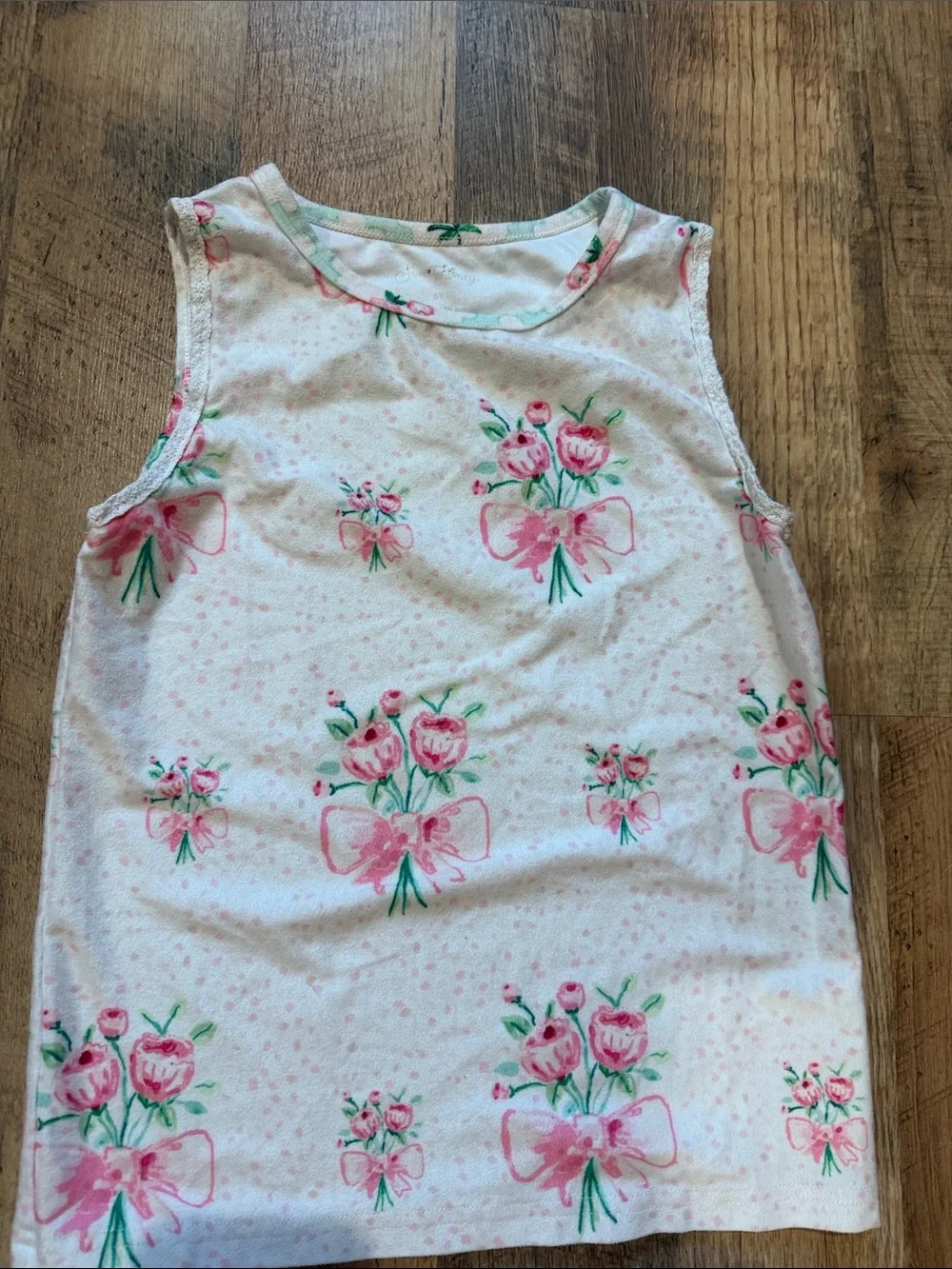 Girls Super Soft White & Pink Floral Tank & Shorts Set - Size 6